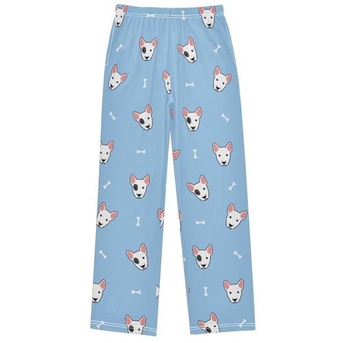 Boy's Pants Cute Bull Terrier Puppy Face Jogger Pants Elastic Waist Long Bottoms Trousers with Pockets 6-14 Years