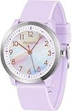 PROKING Kids Analog Watch for Girls, 5-18 Years, Purple Rainbow, Quartz Movement, TPU Strap, 5ATM Waterproof
