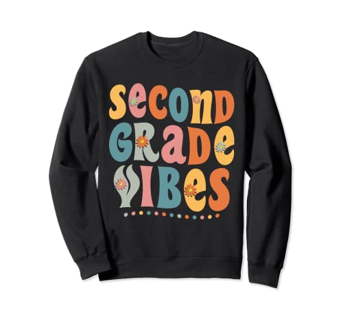 Second Grade Vibes Rétro 1er Jour De L'école Enseignant Garçon Enfants Sweatshirt