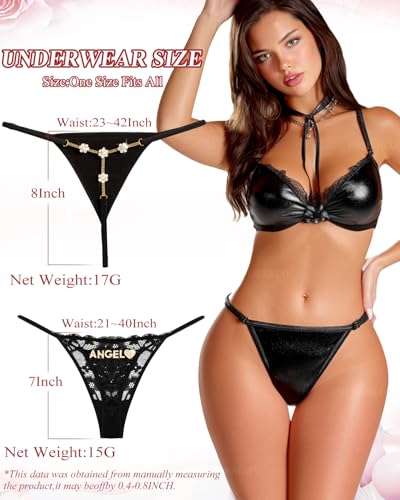 Image of Chain Thong Underwear for Women, Adjustable Rhinestone Panties