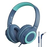 Ulacici Kids Headphones,Kids Headphones for School,Headphones for Kids with Volume Limit of 94 db,Wired Children Headphones for Travel/Tablet Adjustable Headband Foldable(Blue)