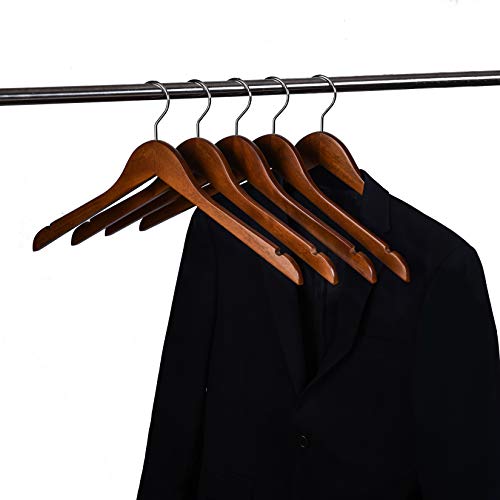 Better To U 17.5" Antique Brown Wooden Suit Hangers, Coat Standard Hangers With Notches, Retro Closet Clothes Hangers (20 Pack) #TOP6