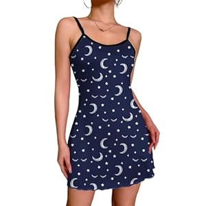 Ekouaer Womens Nightgown Pj Dress for Women Adjustable Spaghetti Chemise Sleeveless V Neck Sleepwear S-XXL