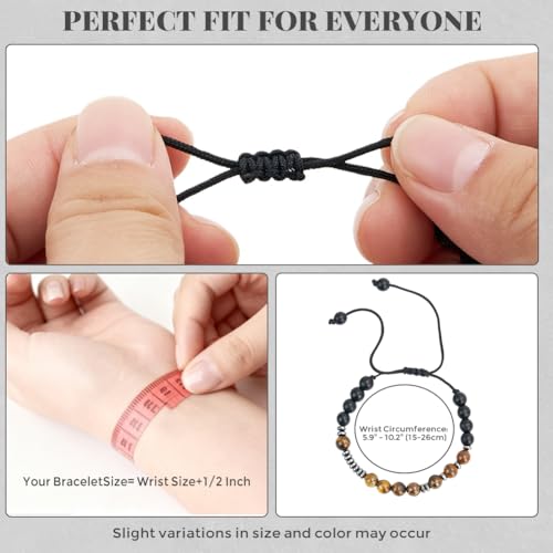 Set 3 Pulseras para Hombre de Ojo de Tigre y Roca de Lava miniatura 2