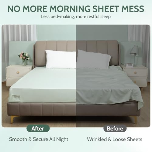 Sheet Holders - Bed Sheet Holders for Corners Heavy Duty Fitted Sheet Holders Keep Sheets Firm & Tight Bed Sheet Grippers Lock Bed Sheets Holders for All Mattress Sizes Bedsheet Clips Easy Setup — view 3