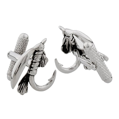 Mrcuff Fly Fishing Hook Fish Lure Pair Cufflinks In A Presentation Gift Box & Polishing Cloth #TOP1