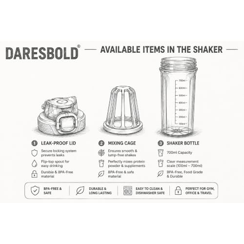 Image of Workout & Fitness Shaker Bottle (750ml) - Heavy-Duty Protein Shaker for Sports & Running. Leak-Proof, BPA-Free with Blender. Ideal for Gym, Pre-Workout, and Supplements.