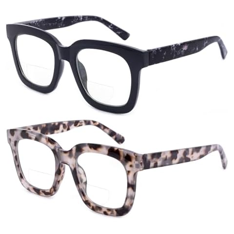 OKH Bifocal Reading Glasses with Blue Light Blocking Cover