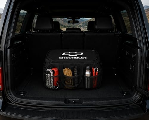 SR1 Performance USA Chevrolet Trunk Organizer - Expandable Pop Up Collapsible Cargo Storage Caddy for Chevy Cars, Trucks & SUVs - Black with Bowtie Logo by SR1 Performance - Used condition - Image 2