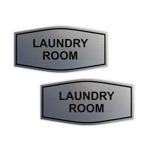 Fancy Laundry Room Sign (Brushed Silver) - Medium 2 Pack