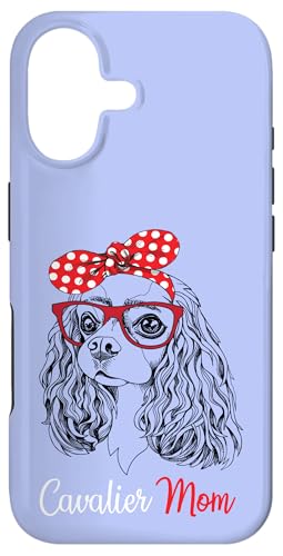 Womens Girls Dog Lover Red Glasses Bandana Mama Cavalier Mom �X�}�z�P�[�X iPhone 17 �p