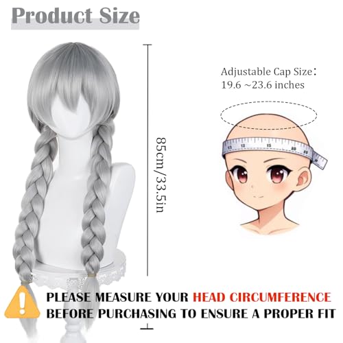 Image of LABEAUTE Unsex Cosplay Wig for Men Woman for Short Straight Cosplay Wig with Bangs for Anime Heat Resistant Hair for Party and Halloween (gray)