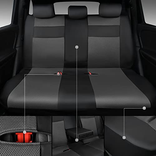 Car Pass Leather 3D Foam Back Support Car Seat Covers Full Set Air Mesh Automotive Seat Covers, All Season Car Seat Cover Fit Automotive,Suv,Sedan,Van, Airbag Compatible Elegance (Black Charcoal)… #TOP2