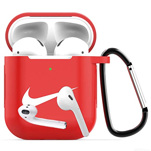 Tusztus Compatible for Airpods 2 & 1 Case Silicone Protective Cover [Front LED Visible] (Red) APC02