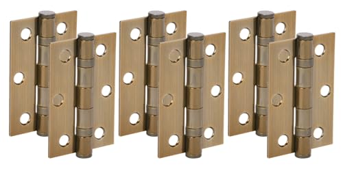 Image of HANDLEZONE® Door Hinges 3 Pairs 76mm / 3 inch Ball Bearing, with Screws - Antique Bronze