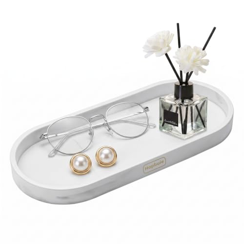 Hapbuie Silicone Bathroom Vanity Tray, Marble White, for Countertop