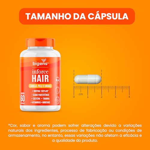 Inforce Hair, multivitaminico para cabelo, pele e unhas, Biotina, Ácido pantotênico, Cisteína, Tiami