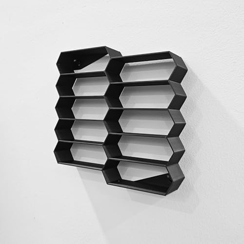 Image of 10-Car Hexagon Wall Display Rack for Hot Wheels & 1:64 Diecast Cars | Stackable Honeycomb Shelf Organizer for Toy Car Collectors & Wall Decor