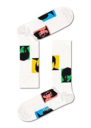 Image of Happy Socks Unisex Beatles Silhouettes Crew Socks, Off-white, 10-13, Off-white, 10-13