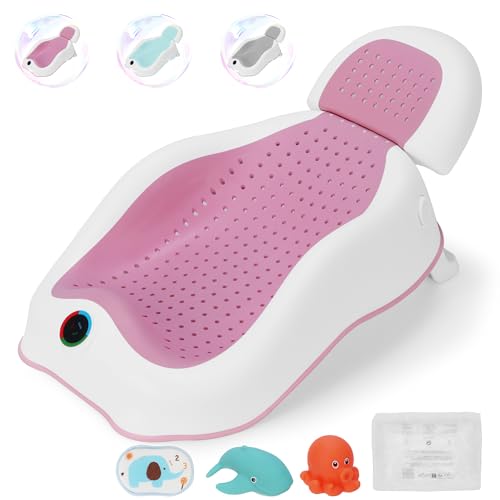 Image of babove Baby Bath Support | Newborn Bathtub,Ergonomically Designed with Thermometer Collapsible Baby Bathtub Baby Bather, Baby tubs for Baby tubs for Newborn Essentials Must Haves (Pink)