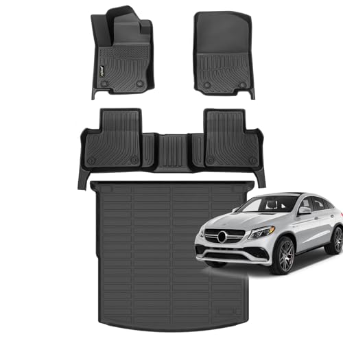 Jenofa-Floor Mats for 2016-2019 Mercedes Benz GLE (Only Coupe) Cargo Mat Car Mats for Benz GLE Coupe All Weather Floor Liner Custom Fit Automotive Non-Slip Waterproof Full Set Accessories