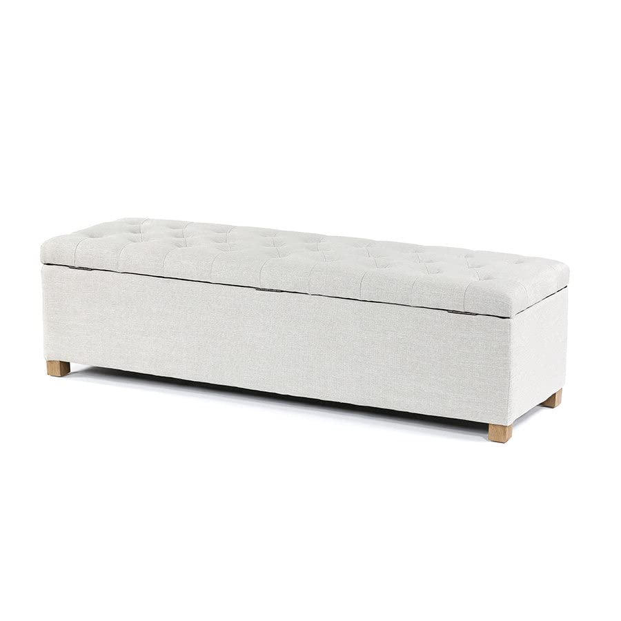 Image of MODERN WAVE Ashlee 50 inch Large Fabric Upholstered Flip Top Storage Bench 3 Seater Sofa Couch Pouffe Sofa Bench Ottoman for Living Room, Bedroom, Office. (Taupe)