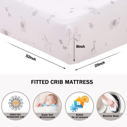 Geapul 4Pcs Nursery Baby Crib Bedding Set For Boys Girls Crib Quilt,Crib Sheet,Toddler Pillowcase,Wall Decals Soft Nursery Bedding Set For Baby Bed #TOP5