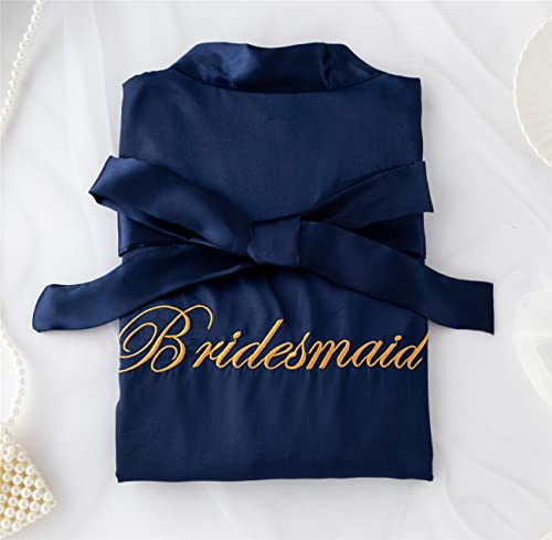 Image of Super Shopping-zone Women's Pure Bride Robes Embroidery Bridesmaid Robes Bridal Party Kimono Robe Wedding Sleepwear