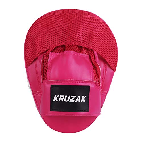 Kruzak Plain Punching Mitts for Muay Thai MMA Training, Focus Pads for Boxing Martial Arts and Punching Target (Pink)