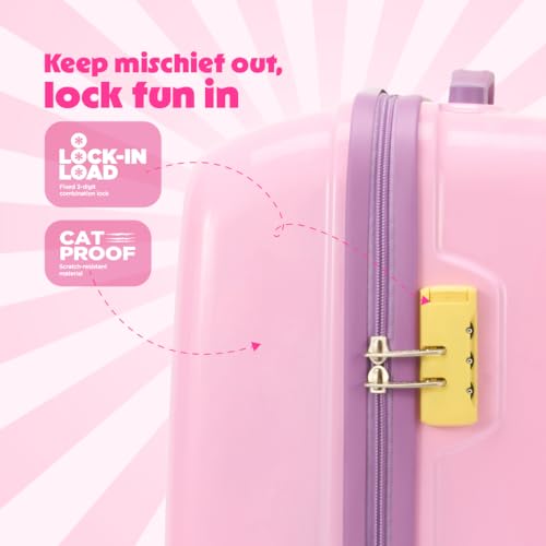 Image of American Tourister Smurfs 53 CM Small Suitcase with Combination Non TSA Lock & 4 Wheels Hard-Sided PC Cabin Luggage /Trolley Bag for Travel /Luggage Bag with Spinner Wheels for Travel- Pink /Purple