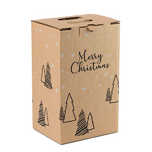 Pack 4 cajas para lote navidad, cajas cartón para cestas gourmet. Caja cartón apilable capacidad 4 botellas, Estuche resistente, ONLY BOXES