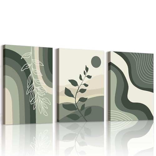DFZEWKI Boho Abstract Geometric Canvas Wall Art Colorful Minimalist Mountain Sun Moon on Canvas for Living Room Bedroom(40x50cm(16x20in) x3/No frame)