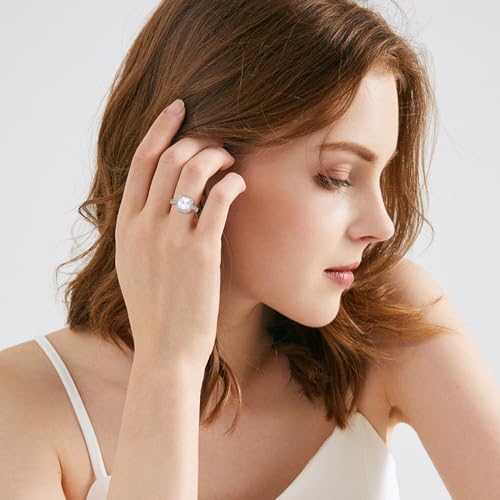 2ct Engagement Halo Ring for Women 14K Whtie Gold Plated | Promise Wedding Bridal Rings for Her | 8mm Round Cubic Zirconia4