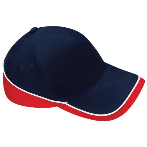 Image of Beechfield Unisex Teamwear Competition Cap Baseball/Headwear (Pack of 2) (One Size) (French Navy/Classic Red)