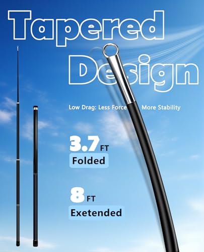 Telescoping Windsock Pole 8 FT – 3-Section Heavy Duty Fiberglass Wind Sock With Reinforced Twist-To-Tighten, Portable Wind Direction Pole For Rv, Dock, Garden, Decor, Bird Deterrent – Wind Resistant - Thumbnail 4