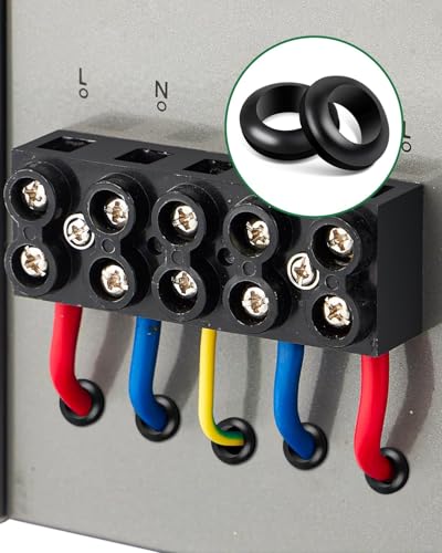 260 Stück Kabeldurchführunggummi, Bolatus Durchgangstüllen 7 Größen Gummitüllen Set, Kabeltülle Gummistopfen für Elektroinstallation, Kabelkanal, Kabelschutz, Schwarz