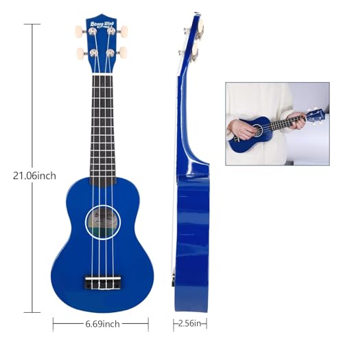 Strong Wind Soprano Ukulele 21 Inch Basswood Ukeleles For Beginners Four Strings Hawaiian Guitar Ukulele For Adults Teenagers Blue thumb #2
