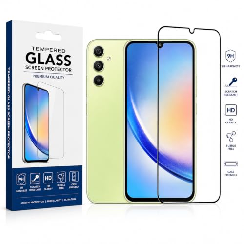 Image of ESD Full HD Compatible with Samsung Galaxy A34 5G tempered glass Edge to Edge Coverage screen guard protector with installation Cleaning kit