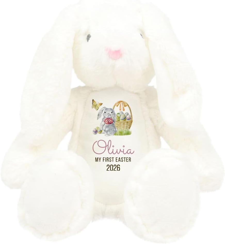 Personalised My First Easter Toy | Bunny Plush Soft 1st Easters Toys | Custom Gifts with Name | 35 CM | Gift For Kid Child Nephew Baby Daughter Son | Bunnies Rabbit Keepsake Present