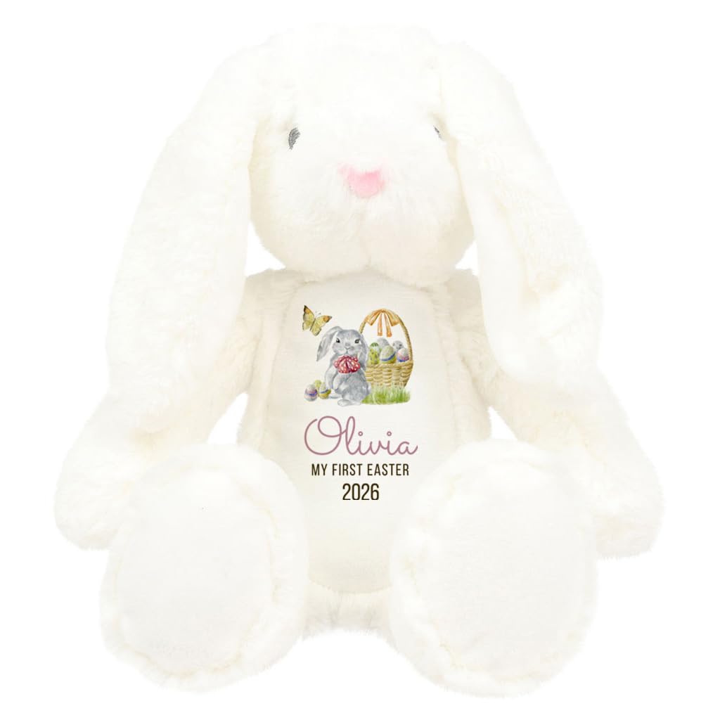 Personalised My First Easter Toy | Bunny Plush Soft 1st Easters Toys | Custom Gifts with Name | 35 CM | Gift For Kid Child Nephew Baby Daughter Son | Bunnies Rabbit Keepsake Present