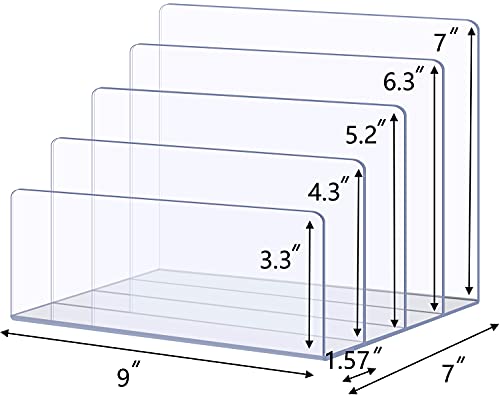 Sooyee File Organizer For Desk, Mail Organizer Countertop,4-Section File Holder For Home Office,Book Organizer,Acrylic Desk Organizer For Letter, Document, Notebook, Binder, Purse, Palette,Clear #TOP3