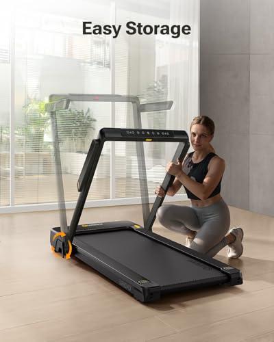 Image of Smart Treadmill with 9% Auto Incline, Hiking and Running Walking Pad Treadmills for Home Office, Treadmill with UREVO APP, AI Powered Music Course, HIIT Programs Synced to Scenic Route, One-Click Mute