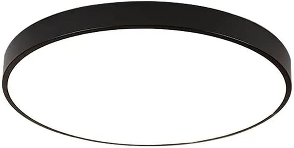 Generic LED Ceiling Lamp Dimmable 19-inch Ceiling Decoration Lighting Fixtures Modern and Simple LED Round Flat Ceiling Lighting, Metal and Acrylic Recessed Ceiling Light, Black, 40cm