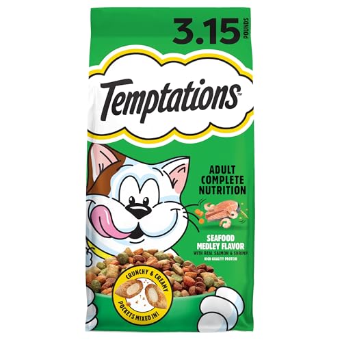 Temptations Dry Cat Food Seafood Medley Flavor Adult Cat Food Dry Recipe 3.15 lb. Bag