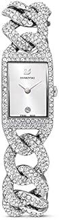 Swarovski Cocktail Uhr, Damenuhr mit Silbernem Zifferblatt, Swarovski Kristallen und Edelstahlarmband