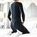 HUBGFEQ 2Pcs Thin Thermal Long Johns Set Solid Color Ice Silk Long Sleeve Tops+Bottom Underwear Clothing-Nude-M
