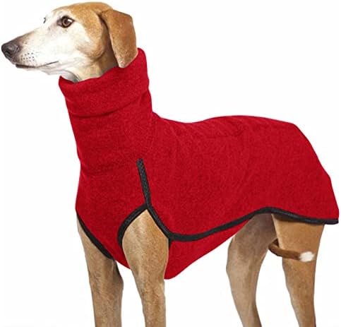 Imily Bela Hundepullover Fleece Rollkragen Hundemantel Warmer Weste Pullover Outdoor Hundejacke Winterkleidung für Kleine Mittel Große Hunde,Rot,XS