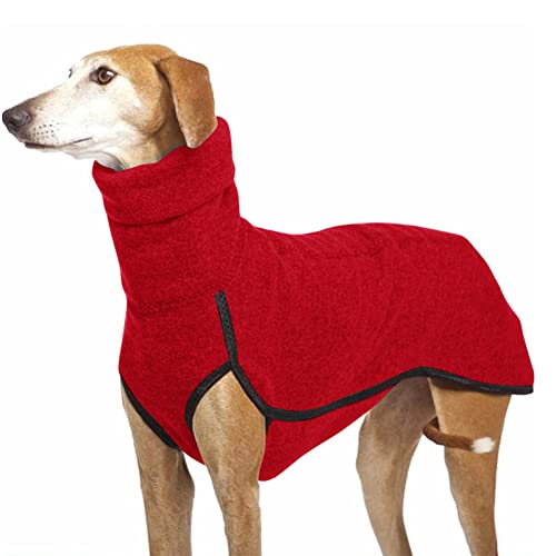 Imily Bela Jersey para perros, forro polar, cuello alto, chaleco cálido, suéter para exteriores, chaqueta para perros, ropa de invierno para perros pequeños y medianos grandes, rojo, L