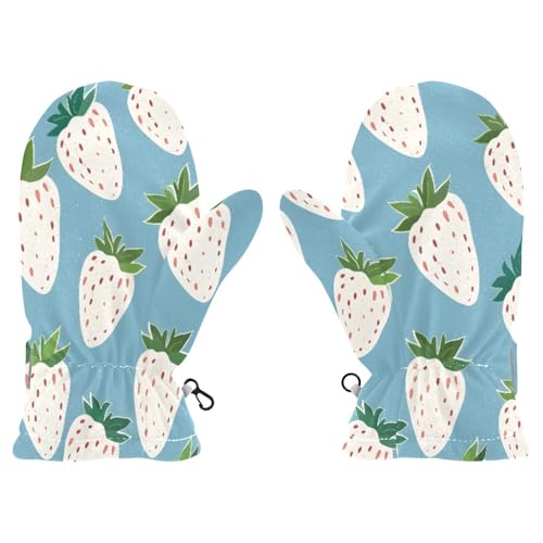 Kid's Winter Gloves Children Warm Gloves White and Strawberries for Boys Girl Age 2-4 Years