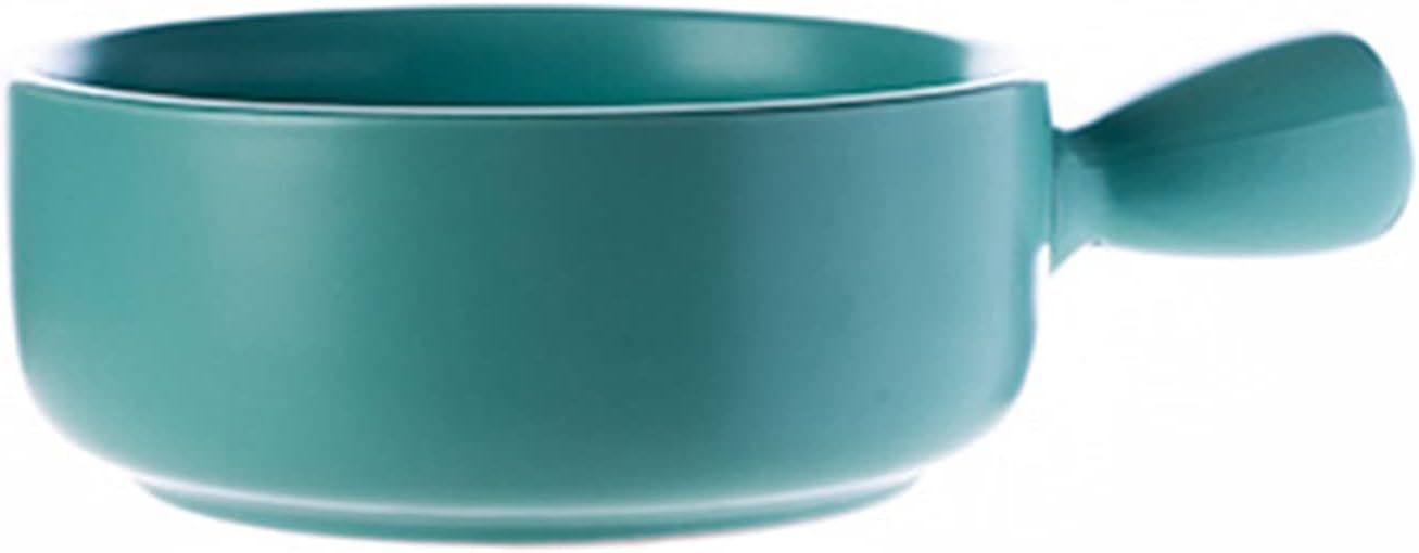 Salad Bowl, Ceramic Noodle Bowl with Handgrip Breakfast Bowl Creative Fruit Bowls, for Microwave Baking Rice Tableware (Color : A, Size : 1pcs)